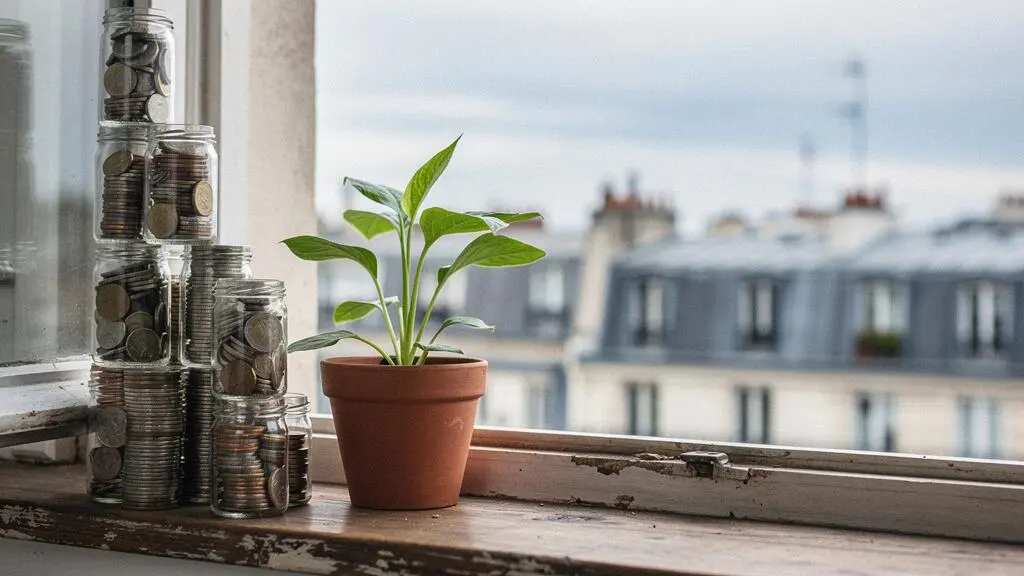 Foyer français symbolisant les économies réalisées grâce aux incitations fiscales, avec une lumière chaleureuse et un espace négatif évoquant la croissance financière