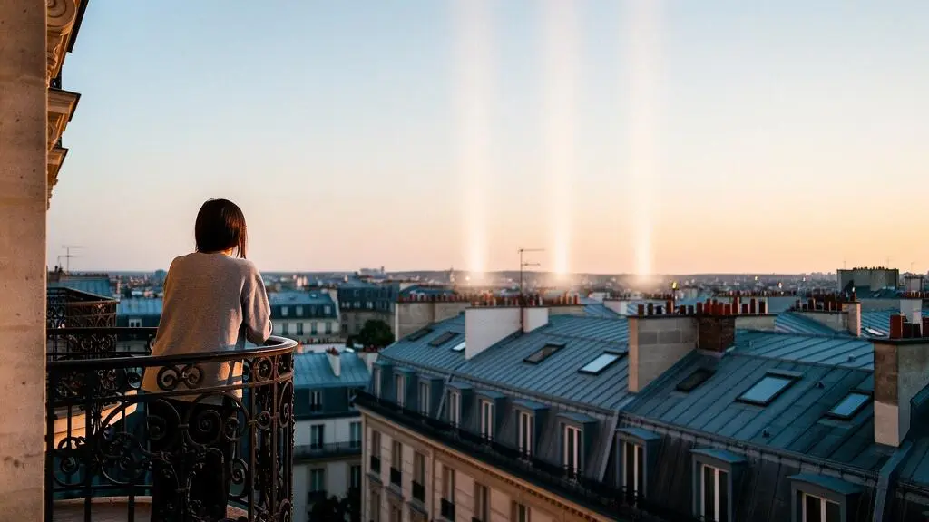 Silhouette d'une personne sur un balcon parisien au lever du soleil, symbolisant la construction de plusieurs sources de revenus