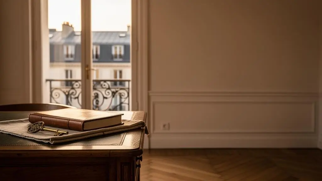 Illustration symbolique de la transmission d'un patrimoine familial en France, entre generations, evoquant les droits de succession